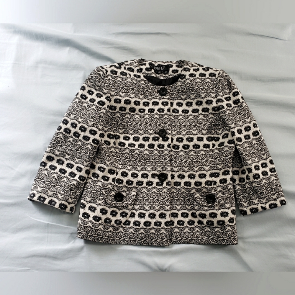 Petite Lined Kasper Blazer Button Front Structure… - image 1